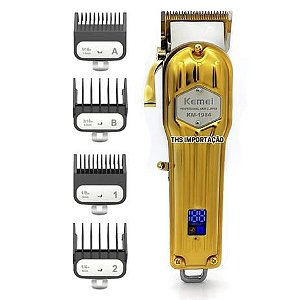 Máquina de Cortar Cabelo Profissional KM 1984 - Display Digital - Sem Fio - Kemei