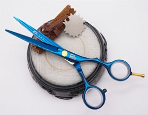 Tesoura Profissional Fio Laser - Azul - 6,5" - UMI -