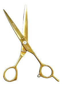 Tesoura fio navalha dourada 6" Mofashi