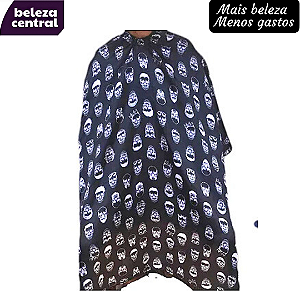 Capa de Cabeleireiro Cetim Estampado S/ Manga - Com botões - Bela Lua