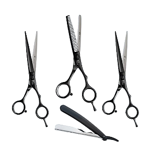 Kit Tesouras Profissionais UMI 6" Fio Navalha + Fio Laser + Desbaste + Navalhete