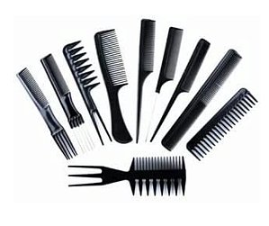 Kit de Dez Pentes Profissionais para Barbeiros e Cabeleireiros