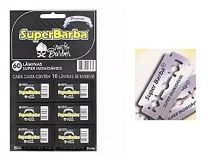Dez Cartelas Superbarba Inox Preta - Cada Cartela 60 Lâminas - Total: 600 Lâminas