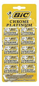 Dez Cartelas de Lâminas Bic Chrome Platinum - Cada Cartela 50 Unidades - Total: 500 Unidades