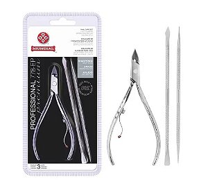 Alicate De Cutícula Mundial Espátula E Palito Aço Inox - 778ep