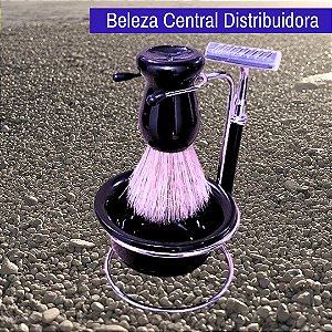 Kit de Barbear com Suporte, Pincel, Saboeira e Aparelho - Classical Old