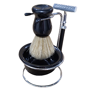Kit de Barbear com Suporte, Pincel, Saboeira e Aparelho - Classical Old