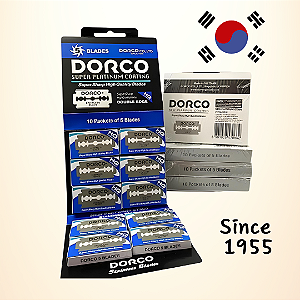 Lâmina de Barbear Coreana DORCO Desde 1955 - 2 Cartelas com 10 Caixinhas cada - Total: 100 Lâminas