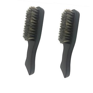 Kit 2 Escovas Escovinhas de Disfarce Degradê Madeira Preta Cerdas Naturais para Barbeiro