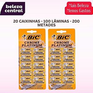 2 Cartelas Lâminas  Bic Chrome Platinum - Cada Cart 50 Lâms - Total 100 LâMs - 200 Metades