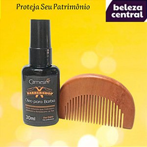 Pente Anti Estático de Madeira e Óleo para Barba Carmesim - 30 ml