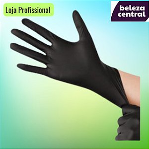 Luva Preta Látex Nitrílica ProfissIonal Tru Barber Descartável - 50 unidades