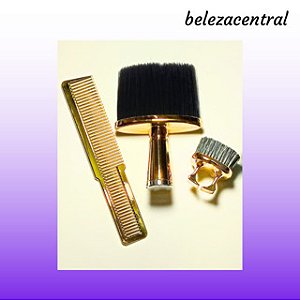 Kit Dourado: Pente de Corte - Espanador - Escovinha de Disfarce de Dedo