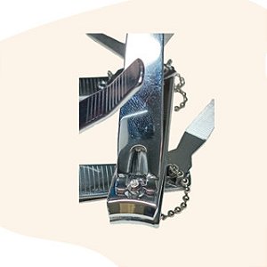 Trim de Unha Grande (7,8 cm) Mão e Pé - Com Lixa - Robusto - Aço Inox - 3 Un