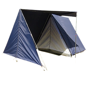 Barraca de Camping Modelo Canadense Residence Natura 6 Lugares Especial Com Avance/Extensão Acoplada (Varanda e Porta) Gripa Tents Padrão Azul Royal ou Azul Marinho