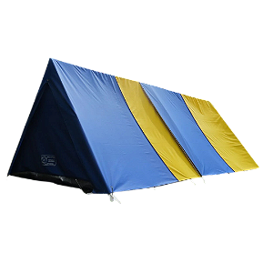 Barraca de Camping Modelo Canadense Natura 5 Lugares Com Avance/Extensão Aberto (Varanda) Gripa Tents Padrão Azul Royal & Amarela