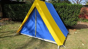 Barraca de Camping Modelo Canadense Natura 5 Lugares Plus Gripa Tents  Padrão Azul Royal & Amarela - Gripa Náutica Capotaria & Camping