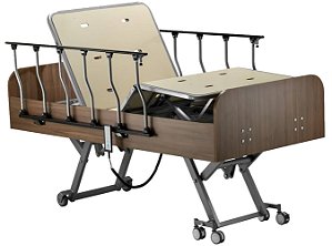 Cama Hospitalar Motorizada Residencial Alzheimer Home Care 8 Movimentos Extra Baixa 27 cm Altura Mínima