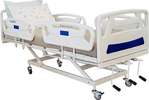 Cama Hospitalar Manual 3 Movimentos com Elevação do Leito e Colchão - FLORENSE