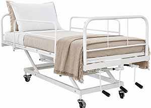 Cama Hospitalar Manual 3 Movimentos com Elevação do Leito e Colchão - PRATISSE