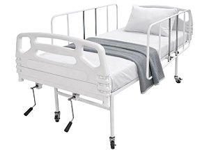 Cama Hospitalar Manual 2 Movimentos Semi Luxo com Colchão