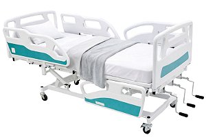 Cama Hospitalar Manual 3 Movimentos Luxo Regulagem de Altura com Colchão - 1006 AS