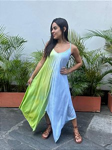 Vestido Pontas Azul/Verde
