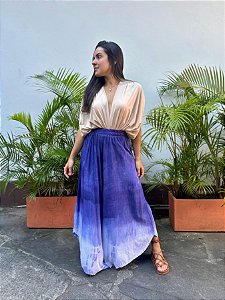 Calça Pantalona Tie Azul Índigo