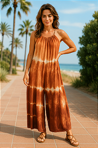 Macacão Pantalona Geribá Bege