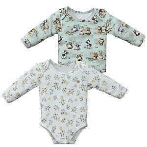 Body manga longa avulso estampado bebê algodão egípcio