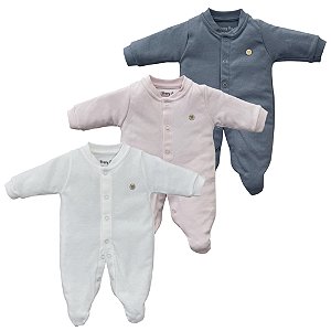 Macacão longo prematuro lisos bebê algodão egípcio