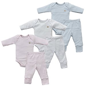 Conjunto prematuro body com calça bebê algodão egípcio