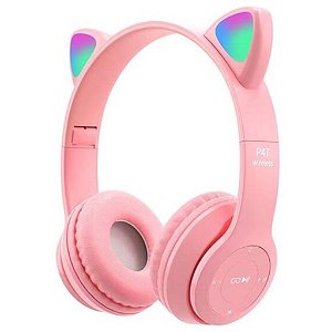 Fone De Ouvido HeadFone Sem Fio Orelha de Gato Gatinho Cat Bluetooth Ear Com Led