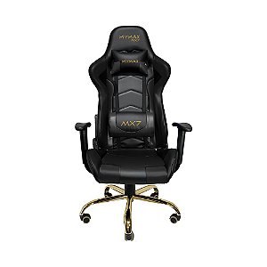 Cadeira Gamer MX7 Giratoria Preto Gold Edition MYMAX