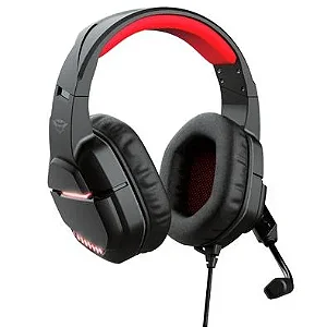 Headset Gamer Trust GXT 448 Nixxo, LED, Estéreo, Drivers 50mm, USB e P3, Preto e Vermelho