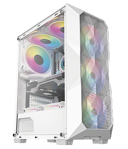 Gabinete Gamer Hayom, Mid Tower, RGB, ATX, Lateral em Vidro Temperado, 3x Cooler Fan RGB, Preto - GB1730