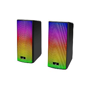 Caixa de Som Gamer Rise Mode Aura Sound S5, RGB Rainbow, 3W*2, Preto - RM-SP-05-RGB