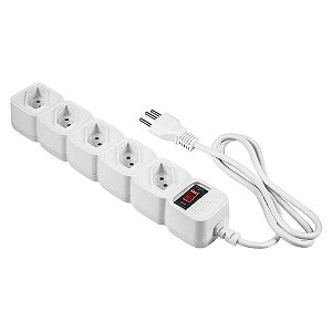 PROTETOR ELETRÔNICO INTELBRÁS BIVOLT C/5 TOMADAS, EPE 205+, BRANCO