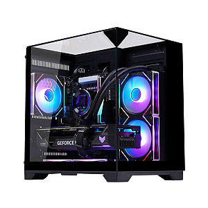 GABINETE GAMER K-MEX AQUARIO CG-K3D3 VISAO INFINITA PRETO MICRO ATX SEM FAN