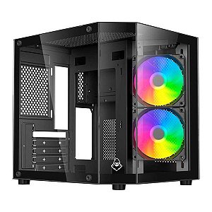 Gabinete Gamer Mancer CV700M, Mini-Tower, Lateral de Vidro, Com 2 Fans, Preto, MCR-CV700M-BK-2F