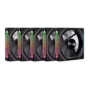Kit Ventoinhas Ventus NX, ARGB, 5x120mm, Preto, PCH-VTNX5-BK01