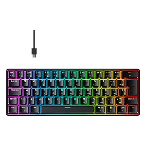 Teclado Mecânico Gamer Hyrax Thunder HCK61, LED Vermelho, Switch Red, 100% anti-ghosting, ABNT2, Preto - HCK61B-RED-LED