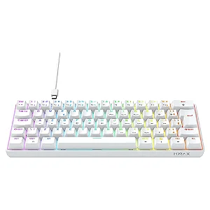 Teclado Gamer Mecanico Hyrax Thunder Hck61, ABNT2, Branco, Switch Azul