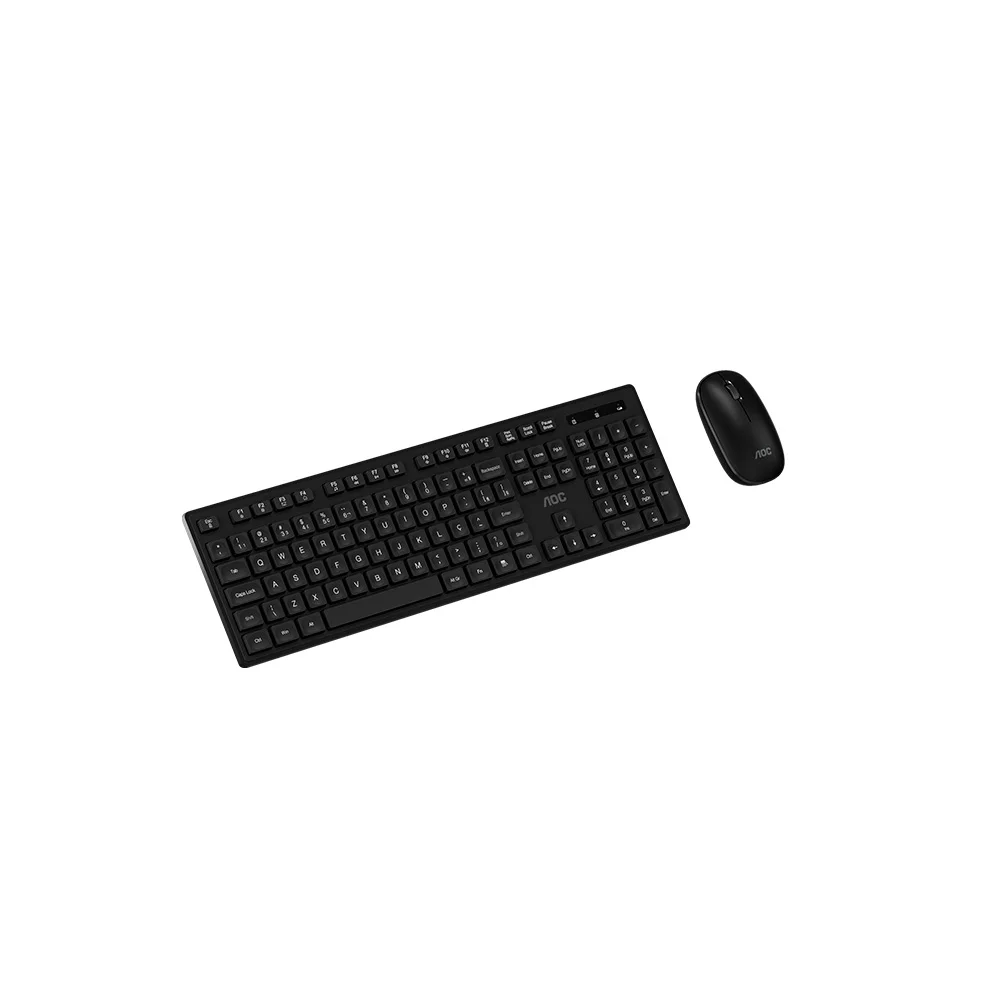 Kit Teclado e Mouse Sem Fio AOC 2.4G Wireless Set, Preto - KM300 BK