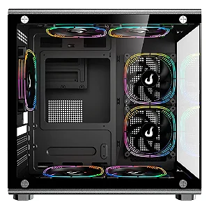 Gabinete Gamer Rise Mode Galaxy Glass X Mini, M-ATX, Lateral e Frontal em Vidro Temperado, Preto - RM-GA-GGXN-FB