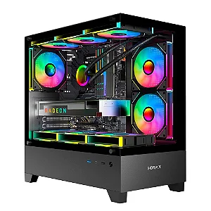 Gabinete Gamer Hyrax Tower HGB330, Mini Tower, M-atx, Frontal E Lateral Em Vidro Temperado, Preto - HGB330B
