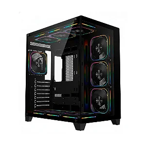 Gabinete Gamer Liketec Zeus V3, ATX, Frontal e Lateral em Vidro Temperado, Sem Fans, Preto - LC-KB-ZEUSV3-2025-1000
