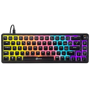 Teclado Mecanico Gamer Kalkan Drakar, RGB, Switches YH Marrom, Layout 65%, USB Tipo-C, ABNT2, Preto - KLK00052
