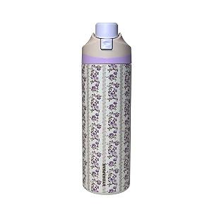 Garrafa de água floral bege de aço inoxidável Hydrapeak 26 oz - 800ml