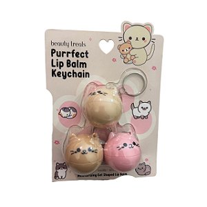 Chaveiro Lip Balm Purrfect Gatinhos coloridos com 3 - Beauty treals